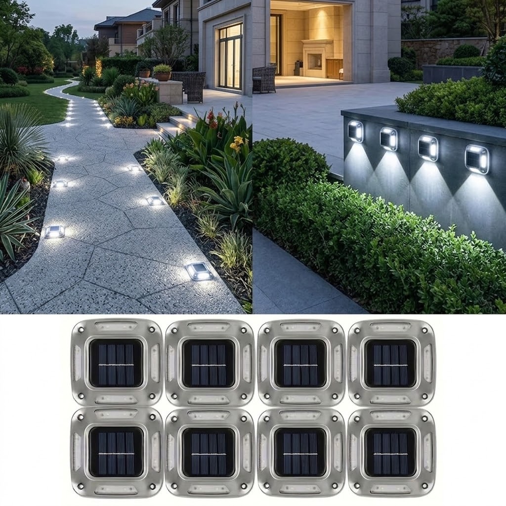 Outdoor Lighting Ground Fixtures - 8Pcs Solar Path Lights Outdoor Waterproof