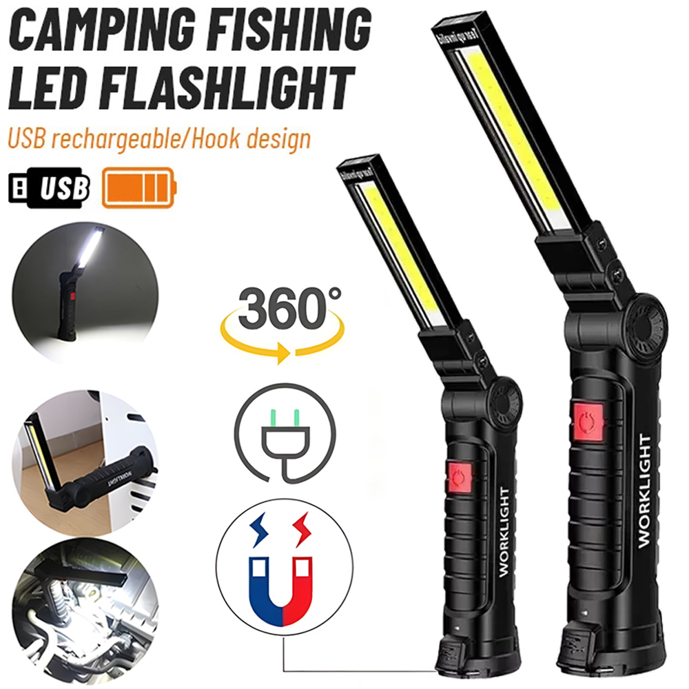 Outdoor Lighting B&Q - LED COB Flashlight USB Rechargeable Torch