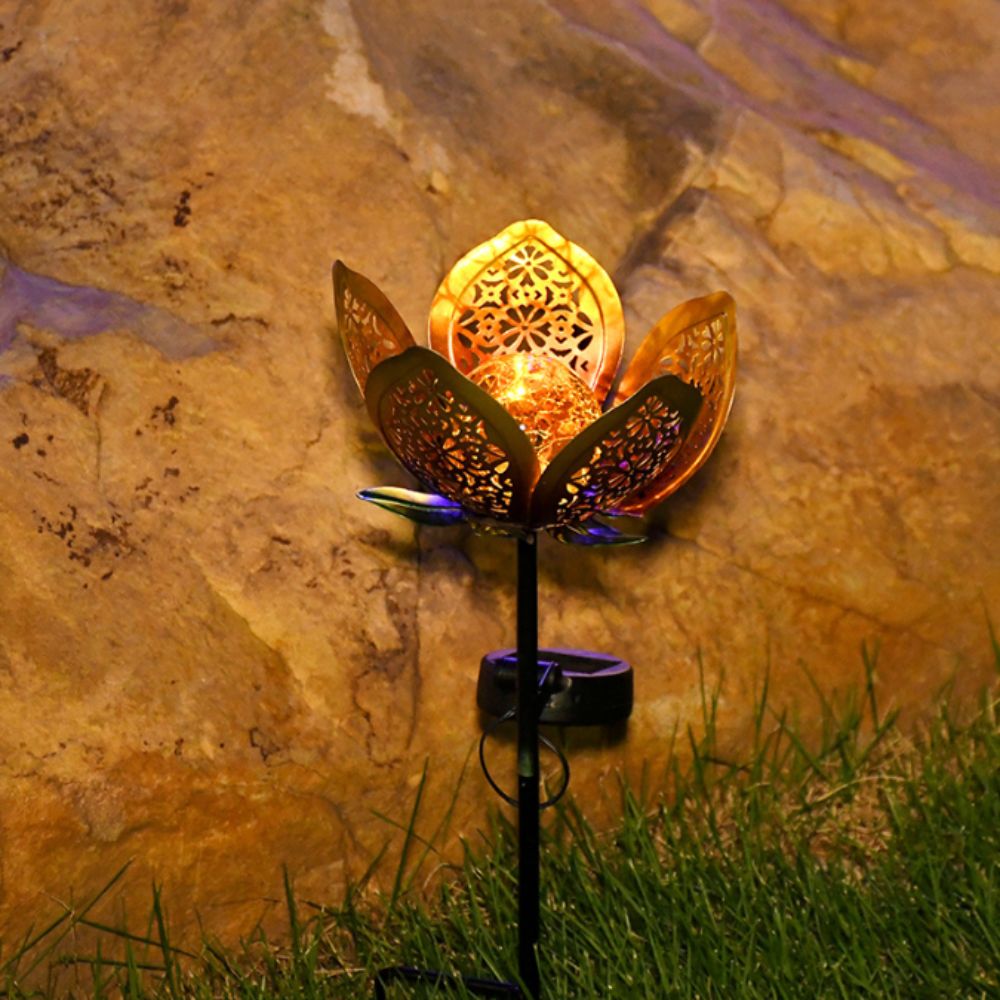 Lotus Shaped Solar Powered Lam - Outdoor Lighting Ground Fixtures review and price