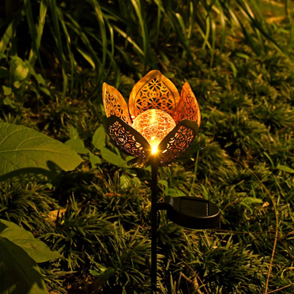 Lotus Shaped Solar Powered Lam - Outdoor Lighting Ground Fixtures review and price