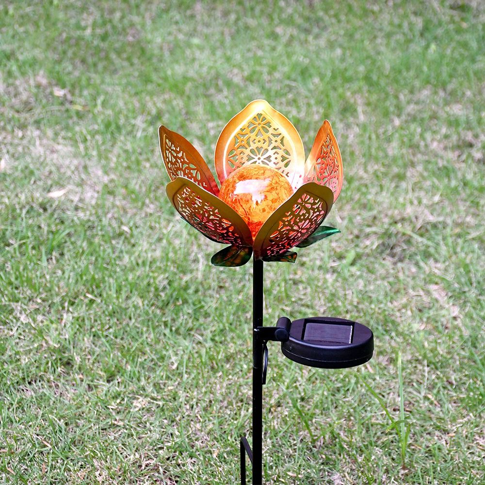 Lotus Shaped Solar Powered Lam - Outdoor Lighting Ground Fixtures review and price