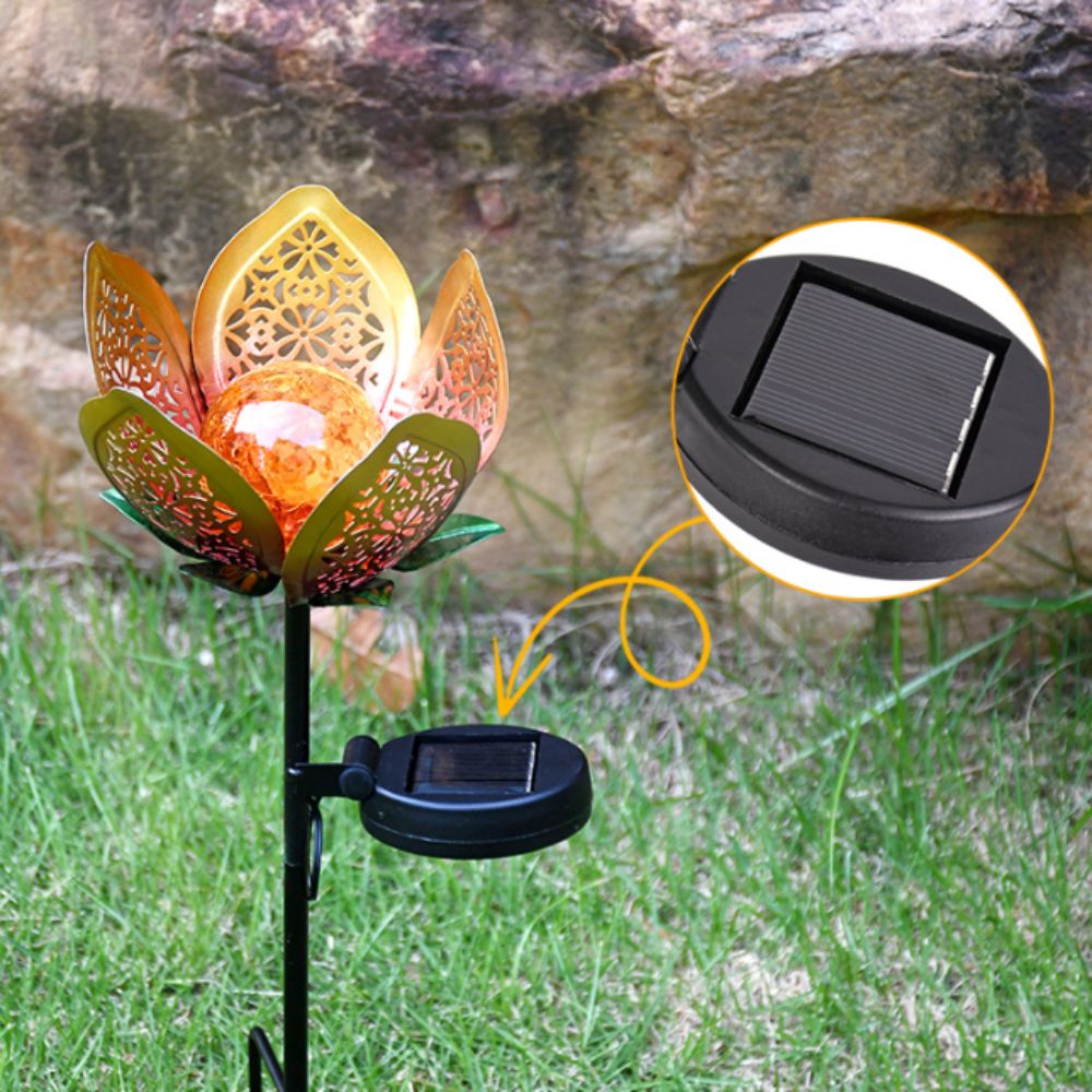 Lotus Shaped Solar Powered Lam - Outdoor Lighting Ground Fixtures review and price